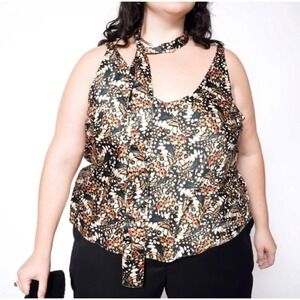 Wildfang The Empower Satin Cami‎ XL Butterfly Print V Neck Tank Top NWT
